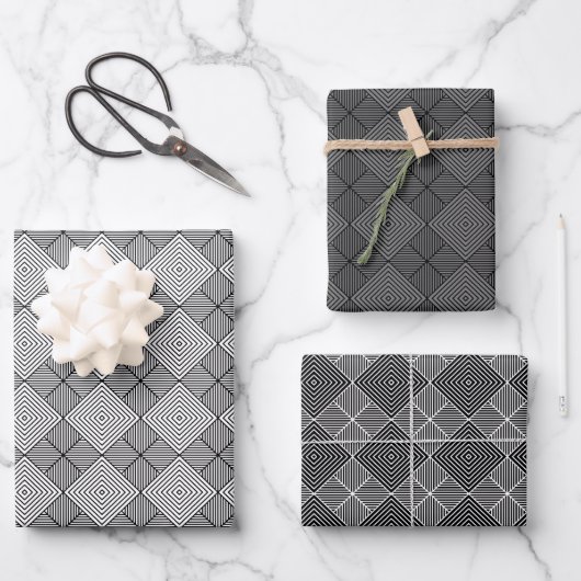 Grayscale ED Argyle Wrapping Papierbladen Inpakpapier Vel (Voorkant)