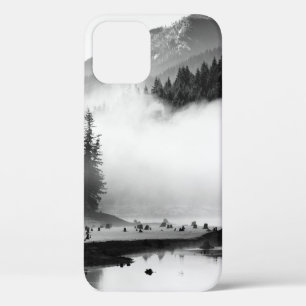 GRAYSCALE FOTOGRAFIE VAN DE HOOGTE NEAIRE PIJNBOME iPhone 12 HOESJE