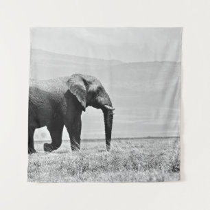 GRAYSCALE FOTOGRAFIE VAN ELEPHANT WANDKLEED