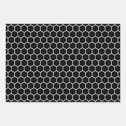 Grayscale Honeycomb — Papieren pakbladen Inpakpapier Vel (Voorkant 3)