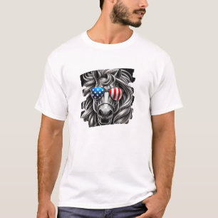 Grayscale Horse Art met zonnebril van Amerikaanse T-shirt