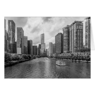 Grayscale-kaart voor Chicago River en Trump Tower