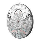 Grayscale Kaleidoscope Art Print Dartbord (Voorkant Rechts)