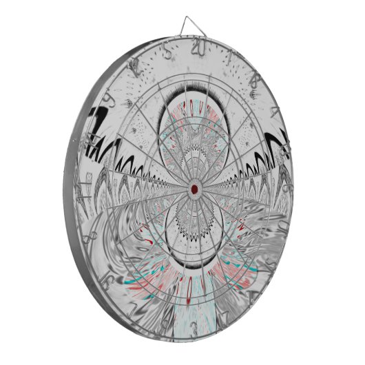 Grayscale Kaleidoscope Art Print Dartbord (Voorkant Links)