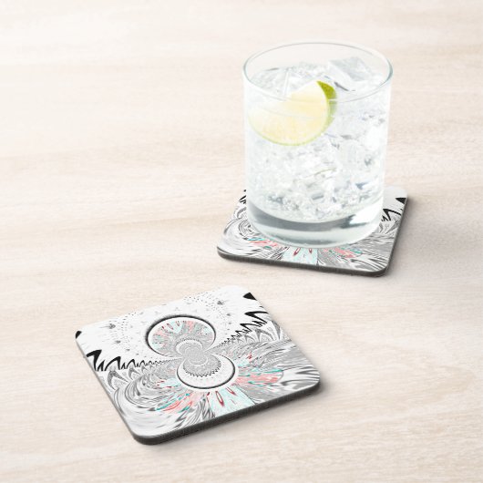 Grayscale Kaleidoscope Art Print Drankjes Onderzetter (Rechterzijde)