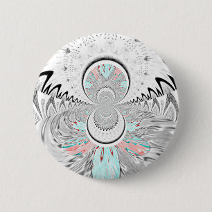Grayscale Kaleidoscope Art Print Ronde Button 5,7 Cm