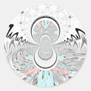 Grayscale Kaleidoscope Art Print Ronde Sticker