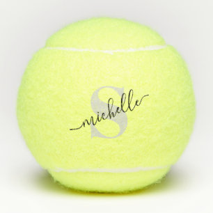 Grayscale Manuscript Modern Monogram Aangepast Tennisballen