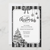 Grayscale Modern Christmas Tree Invitation (Devant)