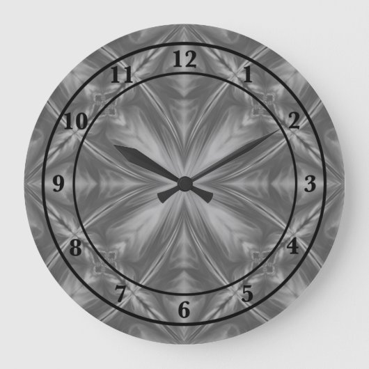 Grayscale Monochrome Cloudy Grey Abstract Patroon Grote Klok (Voorkant)