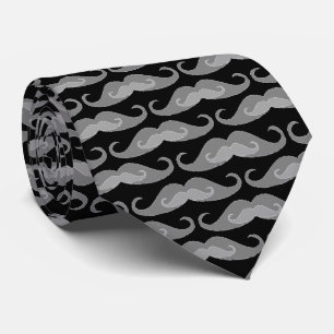 Grayscale Mustache Pattern   Zwarte achtergrond Stropdas