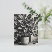 Grayscale pot plant met enorme bladeren briefkaart (Staand voorkant)