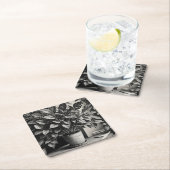 Grayscale pot plant met enorme bladeren vierkante kartonnen onderzetter (Insitu)