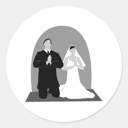 Grayscale Praying Couple Ronde Sticker (Voorkant)