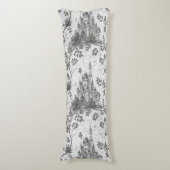 Grayscale Sprookjeskasteel met wijngrens Lichaamskussen (Voorkant Verticaal)