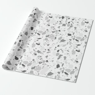 Grayscale terrazzo handgemaakt verpakkingspapier cadeaupapier