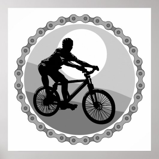 grayscale van de mountainbike poster (Voorkant)