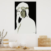 Grayscale vectorart Amelia Earhart 24 x 36 inch Poster (Keuken)