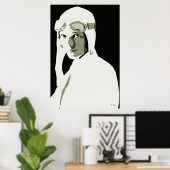 Grayscale vectorart Amelia Earhart 24 x 36 inch Poster (Thuiskantoor)