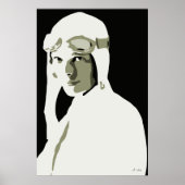 Grayscale vectorart Amelia Earhart 24 x 36 inch Poster (Voorkant)