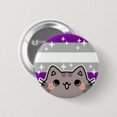 Graysexual LGBT Pride Flag Cat Button (Voorkant /achterkant)