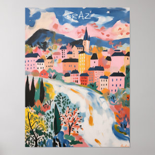 Graz Oostenrijk Reizen Stad Schilderen Esthetisch Poster