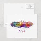 Graz skyline in waterverf briefkaart (Voorkant / Achterkant)