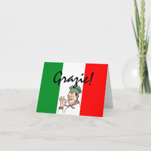 Grazie Bedankt Italiaanse Chef op Italiaanse vlag