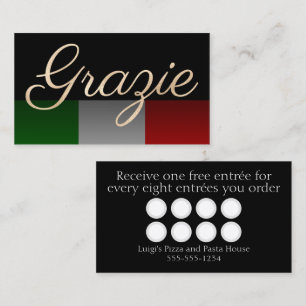 Grazie Black Italiaans Restaurant Loyaliteitskaart Visitekaartje