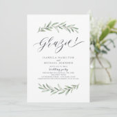 Grazie! Eenvoudig Rustic Greenery Wedding Kaart (Staand voorkant)