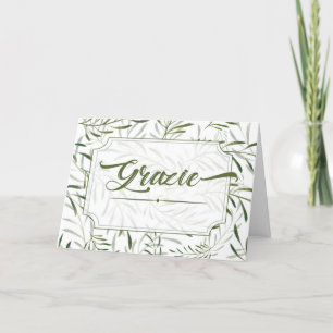 Grazie Italiaans Dank je Botanische Sage Green Bedankkaart