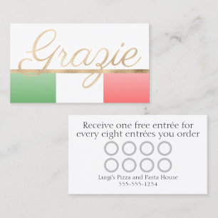 Grazie Italiaans Restaurant Loyaliteitskaart Visitekaartje