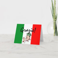 Grazie Merci Chef italien sur le drapeau italien