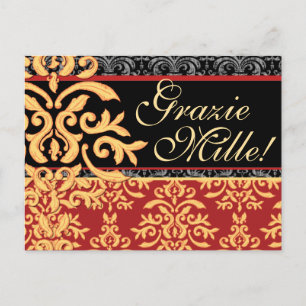 Grazie Mille Gilded Damask Italiaans Bedankt Kaart