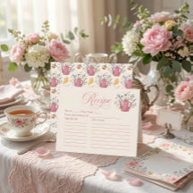 Grazieuze Roze Theepot Bruiloft Receptkaart
