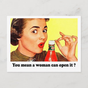 Grazieuze vrouwengezicht met fles, grappige quote, briefkaart