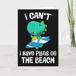 Grazige dinosaurus strandvakantie Cute Dino surfen Kaart