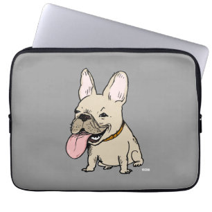 Grazige Franse Bulldog met Grote Tong Uitgestoken Laptop Sleeve