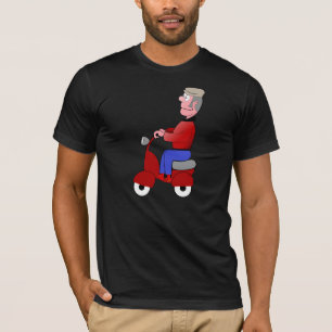 Grazige Oude Man op Rode Scooter T-shirt
