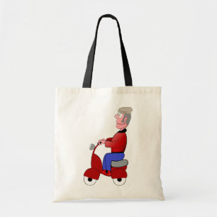 Grazige Oude Man op Rode Scooter Tote Bag