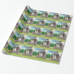 Grazige Pomeraanian op Graniet (Pomegraniet)  Cadeaupapier
