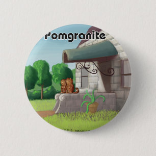 Grazige Pomeraanian op Graniet (Pomegraniet) Ronde Button 5,7 Cm