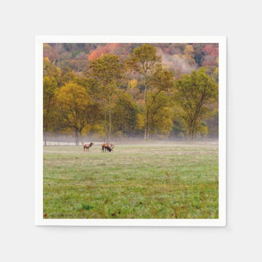 Grazing Elk Paar Papier Servet (Voorkant)