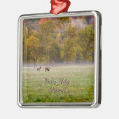 Grazing Elk Paar Premium Vierkant Ornament (Links)