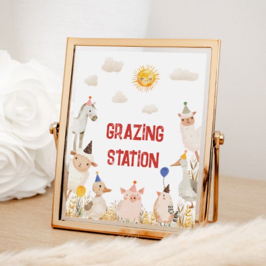 Grazing Station Boerderij Birthday Sign Poster