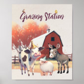 Grazing Station Boerderijdieren Verjaardagsfeest P Poster (Voorkant)