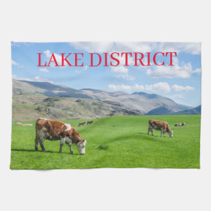Grazing van theehanddoek bij koeien van het meer theedoek