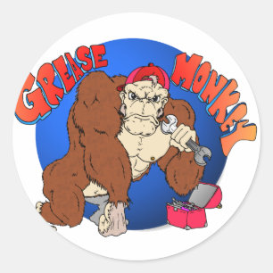 Grease Monkey Ronde Sticker