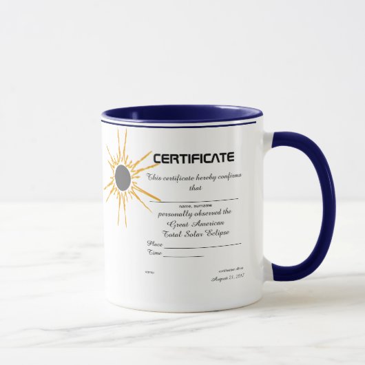 Great American Solar Eclipse observer certificate Mok (Rechts)