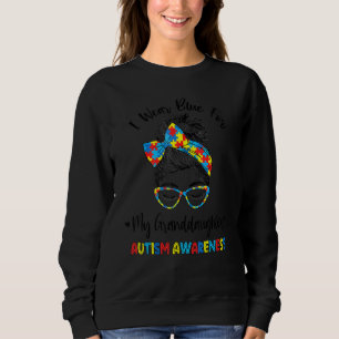 Great Autism Messy Bun Autism Puzzle Ma Grandma A Trui